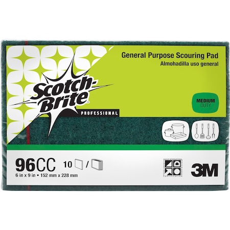 Scotch-Brite Scouring Pads, 6"x9", Green, PK 60 MMM96CCCT